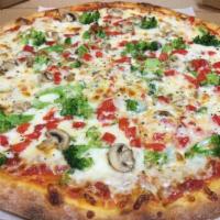 Pizza Primavera · Mushrooms, broccoli, & red peppers