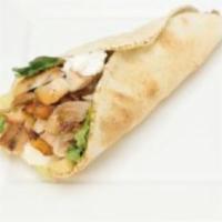 Pork Shawarma Wrap · Marinated pork with lettuce, tomatoes, cilantro, onion and our special house sauce. 
