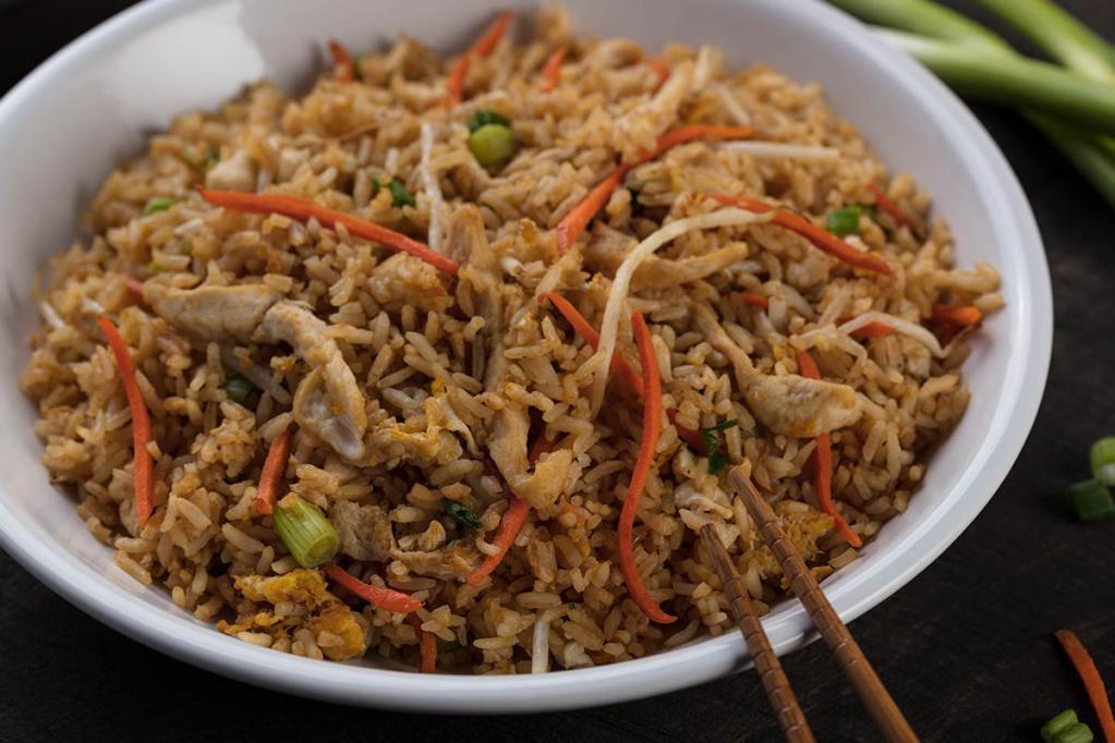 Fried Rice Shrimp · Egg, carrots, bean sprouts, green onion