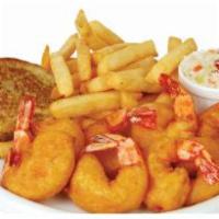 Shrimp Dinner · 8 hand battered jumbo shrimp deep fried to a golden brown. Served with fries, macaroni salad...