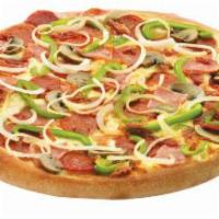 Supreme Pizza · Pepperoni, ham, bacon, onions, green peppers and mushrooms.