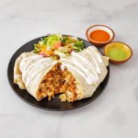 Pollo Burrito · Chicken. Served with rice, beans and salad.
