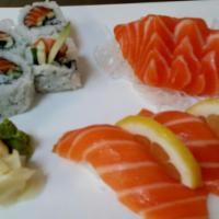 Salmon Lover · 3pieces salmon sushi, 6Pieces spicy salmon roll.
