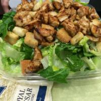 Caesar Salad with Chicken · Lettuce, croutons, chicken and Caesar dressing.