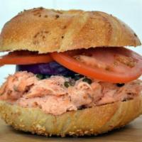 Baked Salmon Sandwich · Served on choice of Bagel.