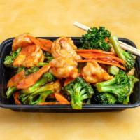 Shrimp with Broccoli · Stir fried shrimp and fresh broccoli in a ginger soy sauce.