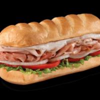Hook and Ladder Sub · Smoked turkey breast and honey ham smothered with Monterey Jack, served fully involved.
