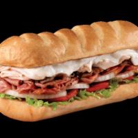 Firehouse Hero · Premium roast beef, smoked turkey breast, Virginia honey ham, and melted provolone. Includes...