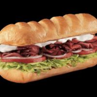 Pastrami Sub · Served hot with provolone on a toasted sub roll served fully involved.