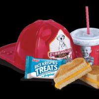 Kid's Hot Grilled Cheddar Cheese Combo · Includes 12 oz. fountain drink, dessert and fire hat.