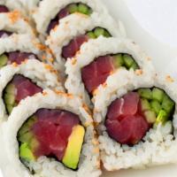 Tuna Roll - 10 pcs · 10 pcs, Tuna, Avocado, Cucumber inside with Sesame Seed on the top.