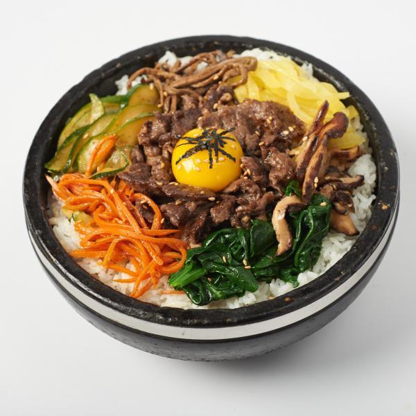 Bibimbap · White rice, quinoa, and assorted seasonal vegetables with egg. Served with Korean red pepper paste on the side.