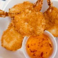 A10. Crispy Butterfly Shrimp (5) · Served with Thai sweet and sour sauce.