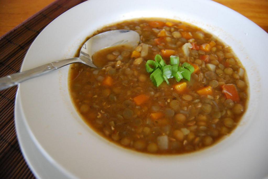 Lentil Soup · Classic lentil soup served with pita bread.