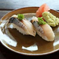 Shime Saba Appetizer · 5 pcs sashimi and 3 pcs sushi mackerel