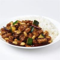 Kung Pao Chicken · A blazing sauce with seared chilies, peanuts, water chestnuts, zucchini and dry chili pepper...