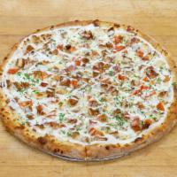 The Ranch Pizza · Chicken cutlet, tomato, bacon, ranch and mozzarella.