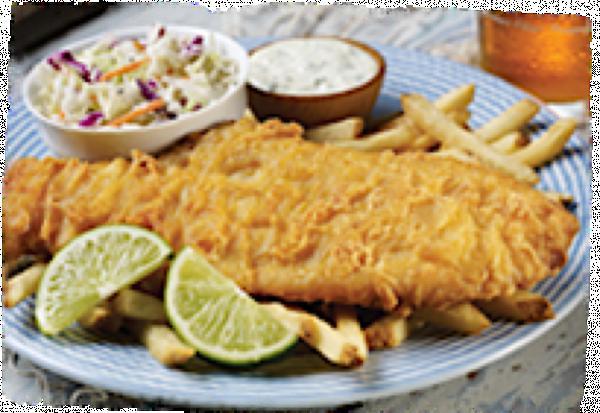 Yuengling® Beer-Battered Fish & Chips · A generous lightly-fried Haddock fillet with a side of tartar sauce. Served with 2 sides.