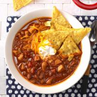 House Chili · A hearty beef and red bean chili topped with cheddar and jack cheeses.