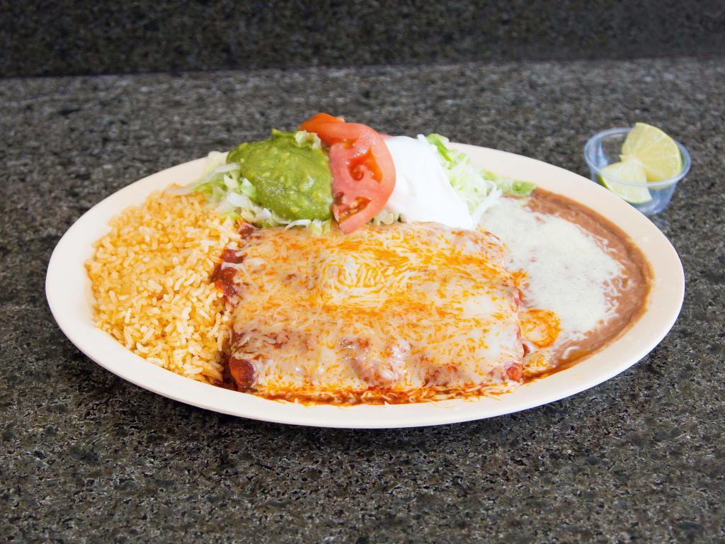 3 Enchilada Combo Plate · 3 enchiladas choice of chicken or cheese. Served with rice and beans.