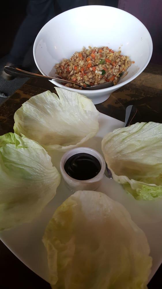 Lettuce Wraps · Wok-seared chicken, bamboo, water chestnuts, onions, and carrots. Served with crisp lettuce cups and Hoisin sauce.