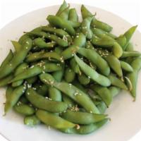 Edamame · Boiled salted soybeans.