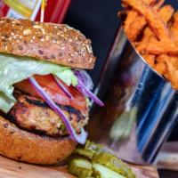 Hormone Free Turkey Burger · All-natural, farm-raised, antibiotic-free turkey burger grilled to perfection and topped wit...