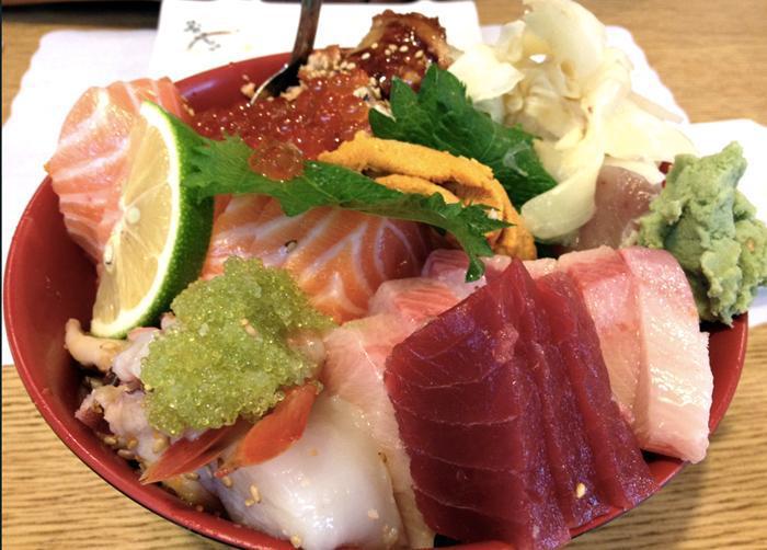 Chirashi · Variety of raw fish over seasoned rice. Served with miso soup and green salad. 