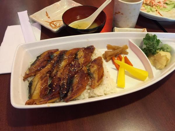 Una Don · Broiled eel over seasoned rice. Served with miso soup and green salad. 