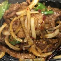 Shredded Beef with Green Chili   · Hot and spicy.