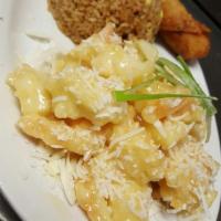 21C. Coconut Shrimp · Shrimp, marinated, egg-batter dipped, deep fried until golden brown, glazed with a sweet and...