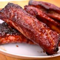 BBQ Spare Ribs 烤排骨 · 5 pieces for small, 10 pieces for large.