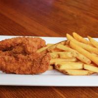 Chicken Strips and Fries · All-natural tender strips served with choice of house-made dipping sauce.