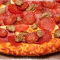 Montague's All Meat Marvel · Four marvelous meat. An absolute meat fest Italian sausage, pepperoni, salami and linguica o...