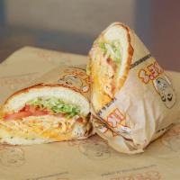 49. The 49ER Sandwich · Halal chicken, Buffalo-wing sauce, honey mustard and cheddar. Served with dirty sauce, lettu...