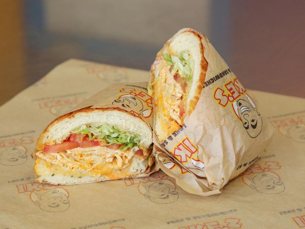 49. The 49ER Sandwich · Halal chicken, Buffalo-wing sauce, honey mustard and Gouda.