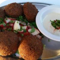 6 Piece Falafel · 6 pieces deep-fried mixture of garbanzo, vegetables and spices.