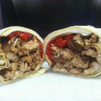 Grilled Chicken, Fresh Mozzarella and Roasted Peppers Wrap · 