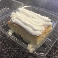 Tres Leches · Traditional homemade milk cake.