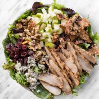 Harvest Salad · Mixed greens, grilled chicken, sweet crisps*, bleu cheese, walnuts, apple, dried cranberries...