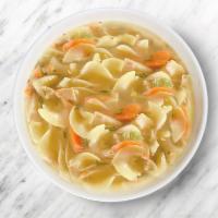 Chicken Noodle Soup · Chicken, egg noodles, carrot, onion, celery.