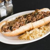 Special Cheesesteak · Green peppers, onions, mushrooms, tomato sauce, and mozzarella.
