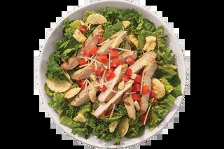 Supergreen Caesar Chicken Bowl · Grilled chicken, romaine & spinach blend, shredded parmesan, tomatoes, parmesan crisps & Caesar.