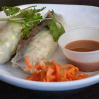 Pork Patty Roll · Grilled house pork sausage, fried onions, lettuce, and vermicelli wrapped in rice paper. 2 p...