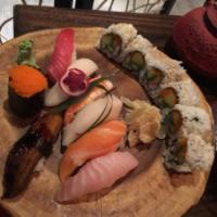 Sushi Dinner · 8 pieces of sushi, tuna, salmon, white fish, white tuna, yellow tail, shrimp, eel, masago an...