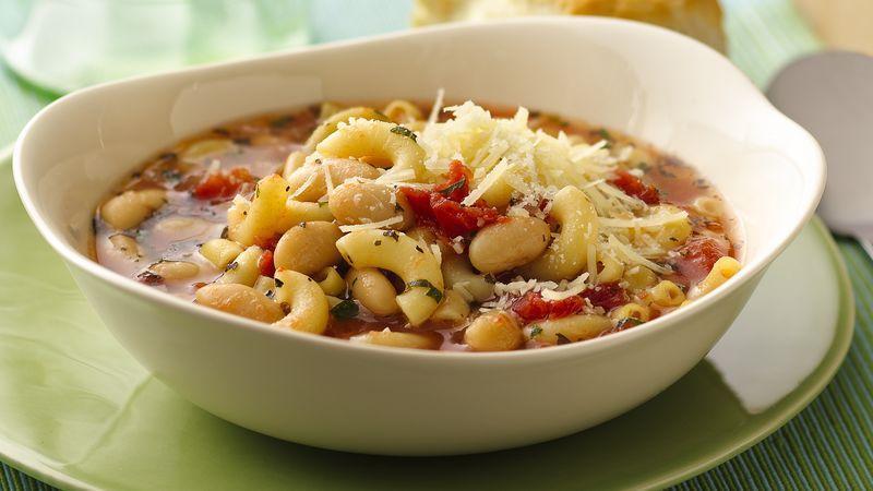 Pasta Fagioli · Pasta, prosciutto and beans soup.