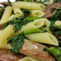 Penne wiith Broccoli Rabe and Sausage · Sauteed in a virgin olive oil, garlic, and herbs.