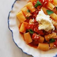 Rigatoni and Ricotta Marinara · Marinara sauce with dabs of ricotta.