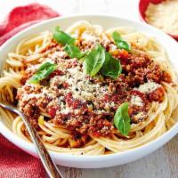 Spaghetti Bolognese · Classic Italian light meat sauce with a touch of cream.