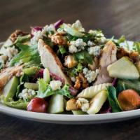 Waldorf Chicken Salad · Grapes, green apples, candied walnuts, crisp celery, baby greens, and Gorgonzola served with...